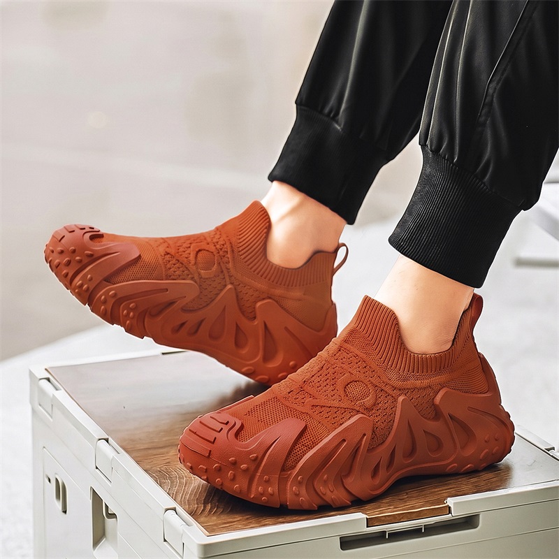 Men Orange Slip on Knit Sock S - огляд і ціна Running Gear On